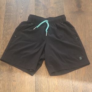 Free Fly Apparel Kids Black Shorts with Green Drawstring